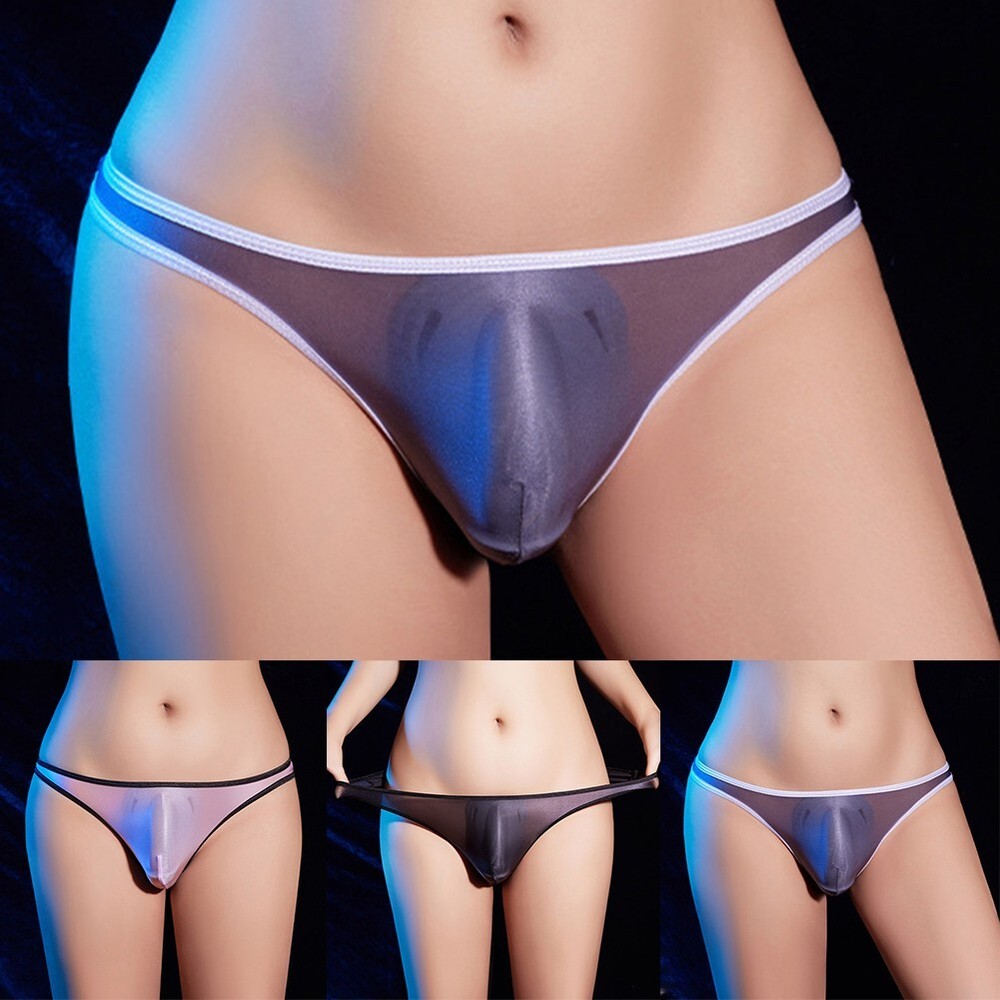 Mens Bikini Briefs Underwear Underpants Sexy Shiny Oily Panties Thongs Swimwear