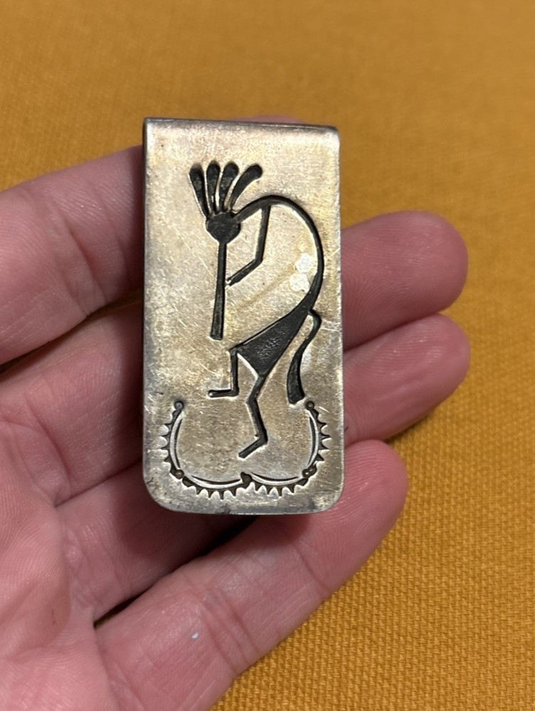 Sterling Silver Kokopelli Money Clip Signed HW - Native American Design
