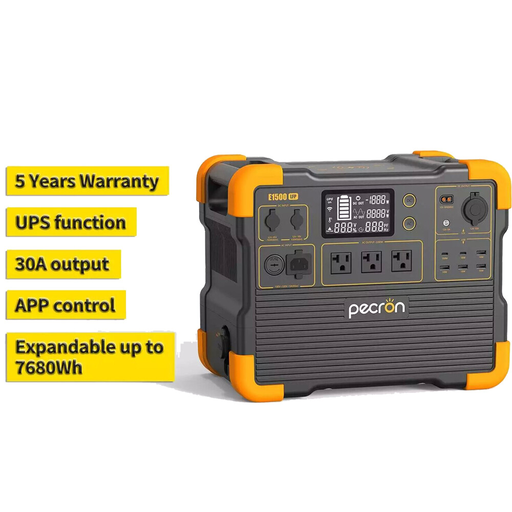 Pecron Portable Power Station Solar Generator 1536Wh 2200W LiFePO4 Battery Home