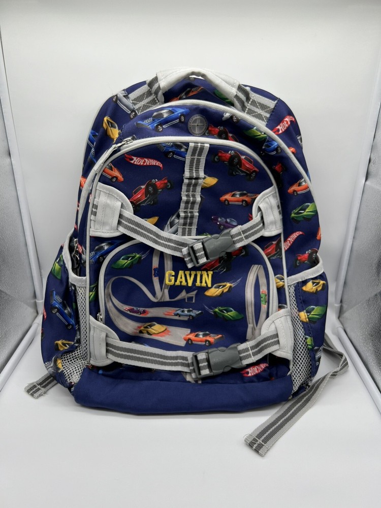 Pottery Barn Kids Hot Wheels School Book Bag Backpack GAVIN Poor Condition