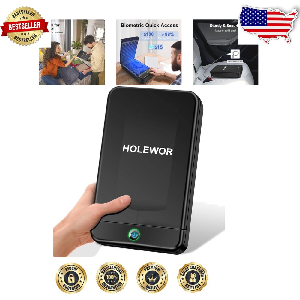 Biometric Fingerprint Handgun Safe - Travel-Friendly & Quick Access Storage-image