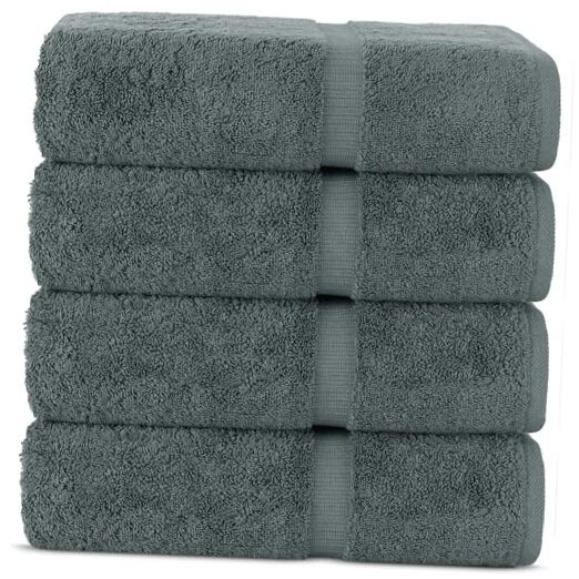 Luxury 4-Pack Dark Gray Turkish Cotton Bath Towels Super Absorbent