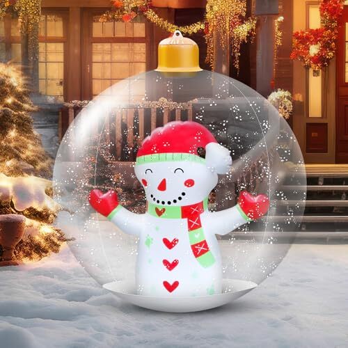 Light Up Inflatable Christmas Snowman Ball, 24 Inch Large 24inch Snowman Ball