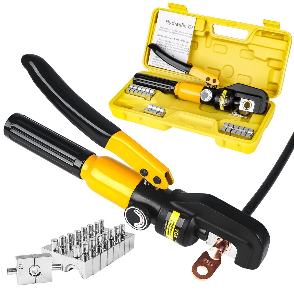 YUZES Hydraulic Crimping Tool 10 Tons 12 AWG to 00 (2/0),Battery Cable Crimpi...