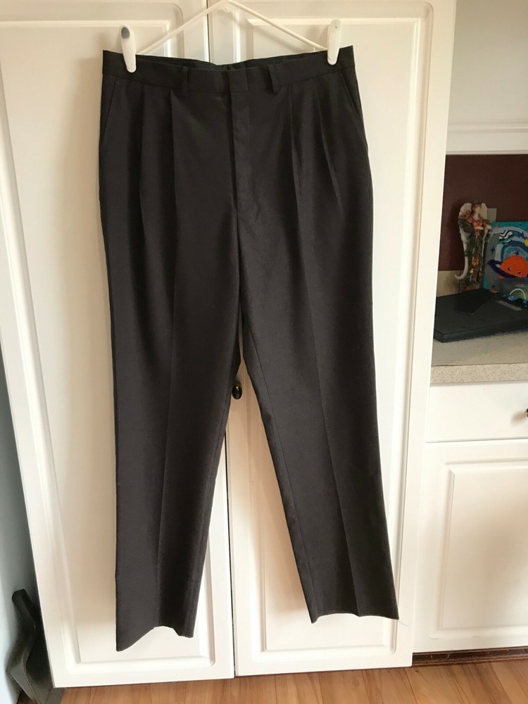 Men's Edwards Poly/Wool Blend Dress Pants Size 36 Brown Unhemmed