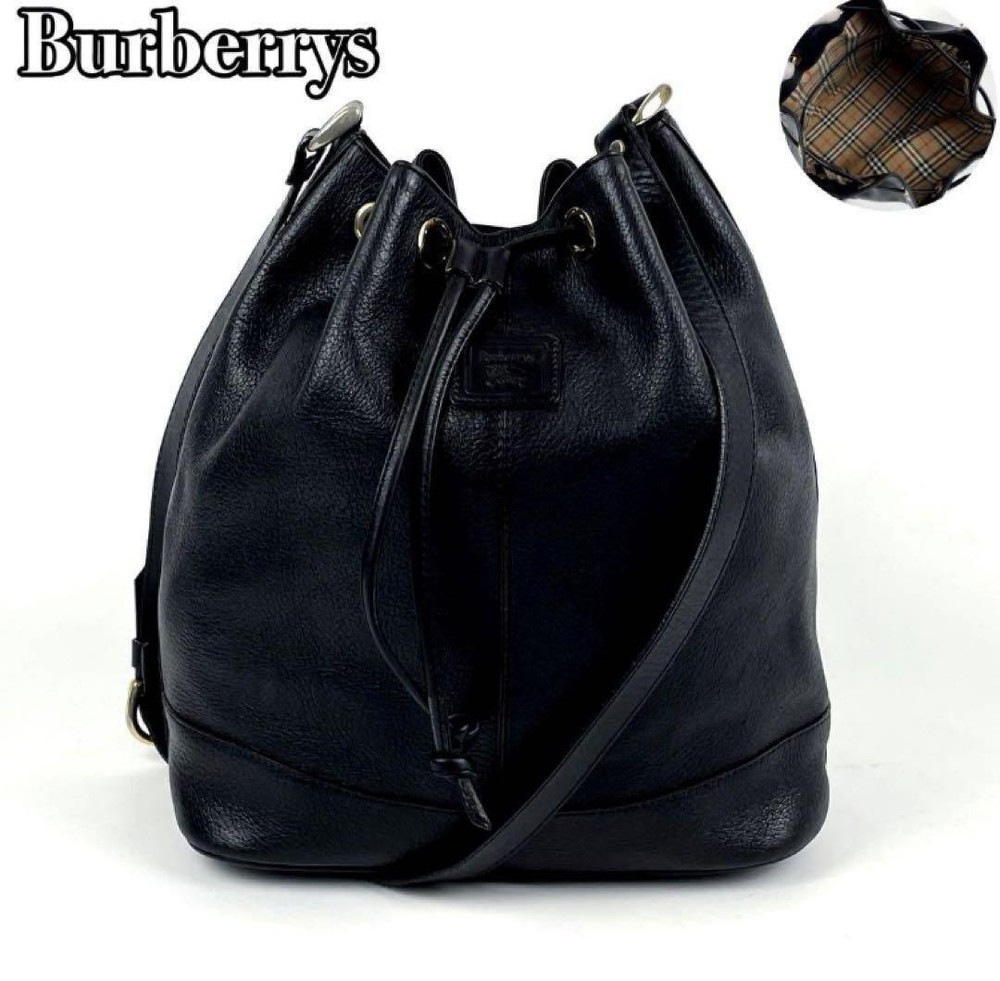 Burberry Shoulder Bag Nova Check Leather Black Authentic F1114679