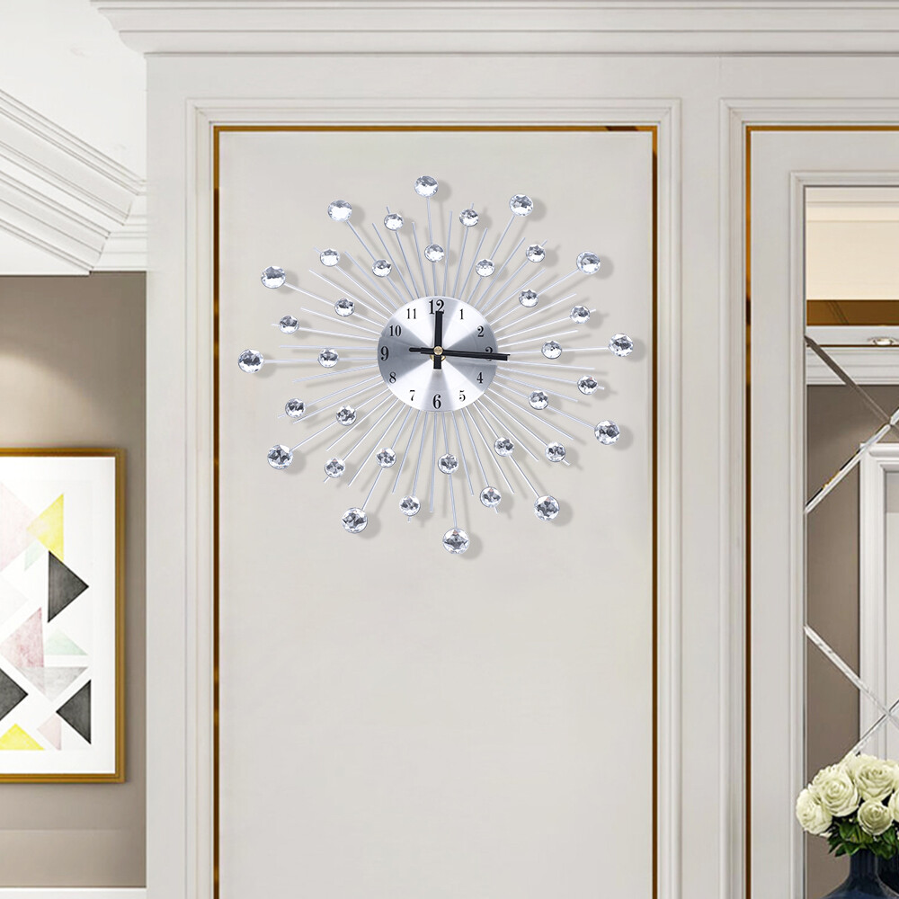 Crystal Wall Clock Silent Second Scanning Movement Battery Powered Home Decor