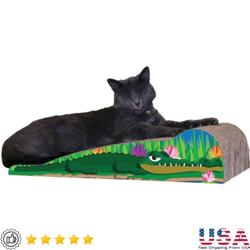 Crocodile Cat Scratcher W/ Catnip Corrugated Cardboard Toy Scratching Playing US