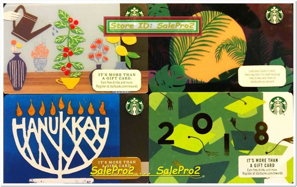Starbucks Moon Garden Hanukkah collectible gift card lot 2014 2015 2017 2018