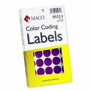 MACO 3/4 Inch Purple Round Color Coding Labels 1000 per Box MR1212-14  