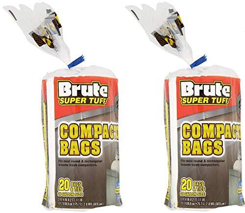 (2 Pack) Heavy Duty 20 Gallon Size Compactor/kitchen Bags - White