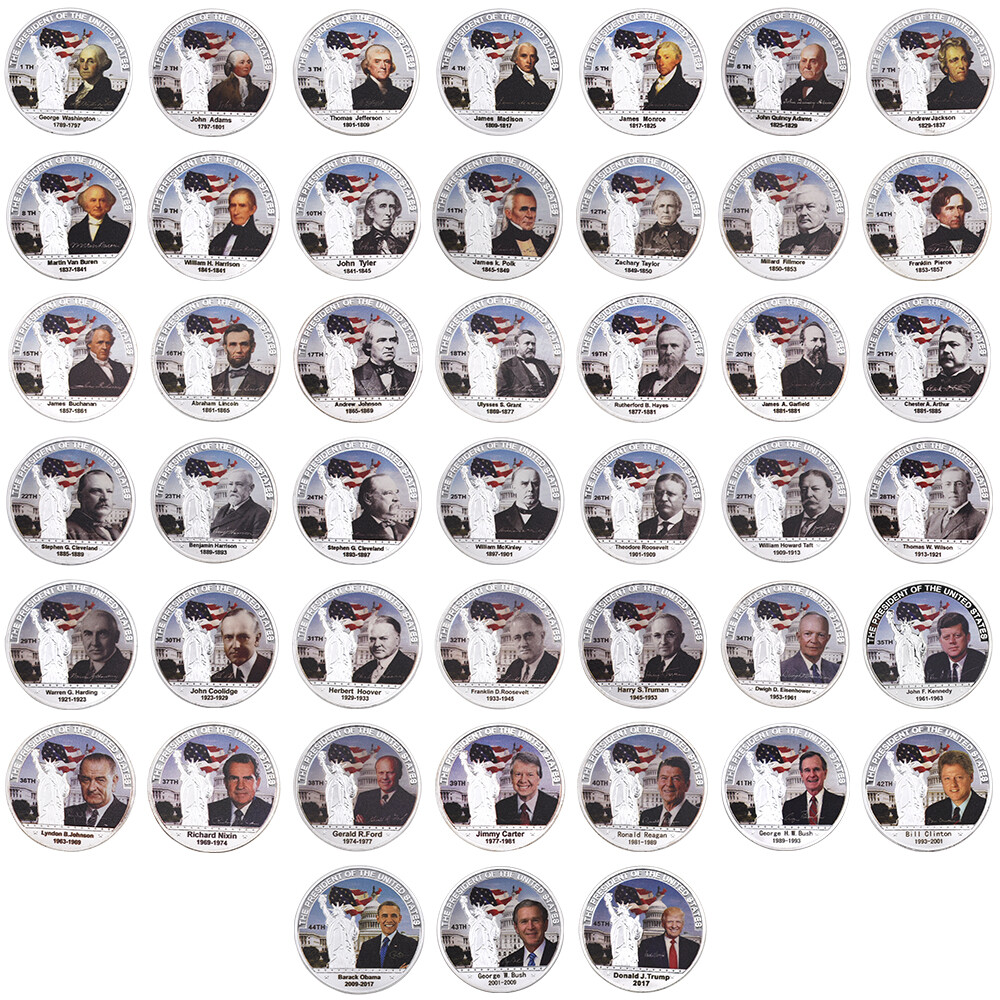 45pcs US President Silver Coin Decorative American Metal Coin Set Collections