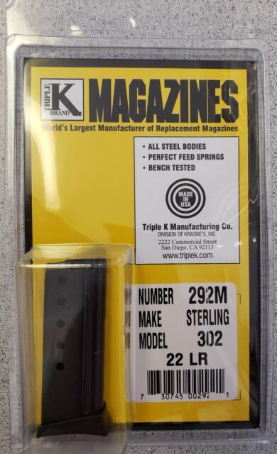 Sterling Arms Model 302 6 Round 22LR Magazine Triple K 292M NEW Mag Clip