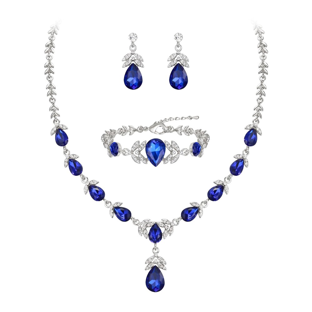 Crysdue Elegance Leaf Wedding Jewelry Set for Women Bridal Bridemaid, Austria...