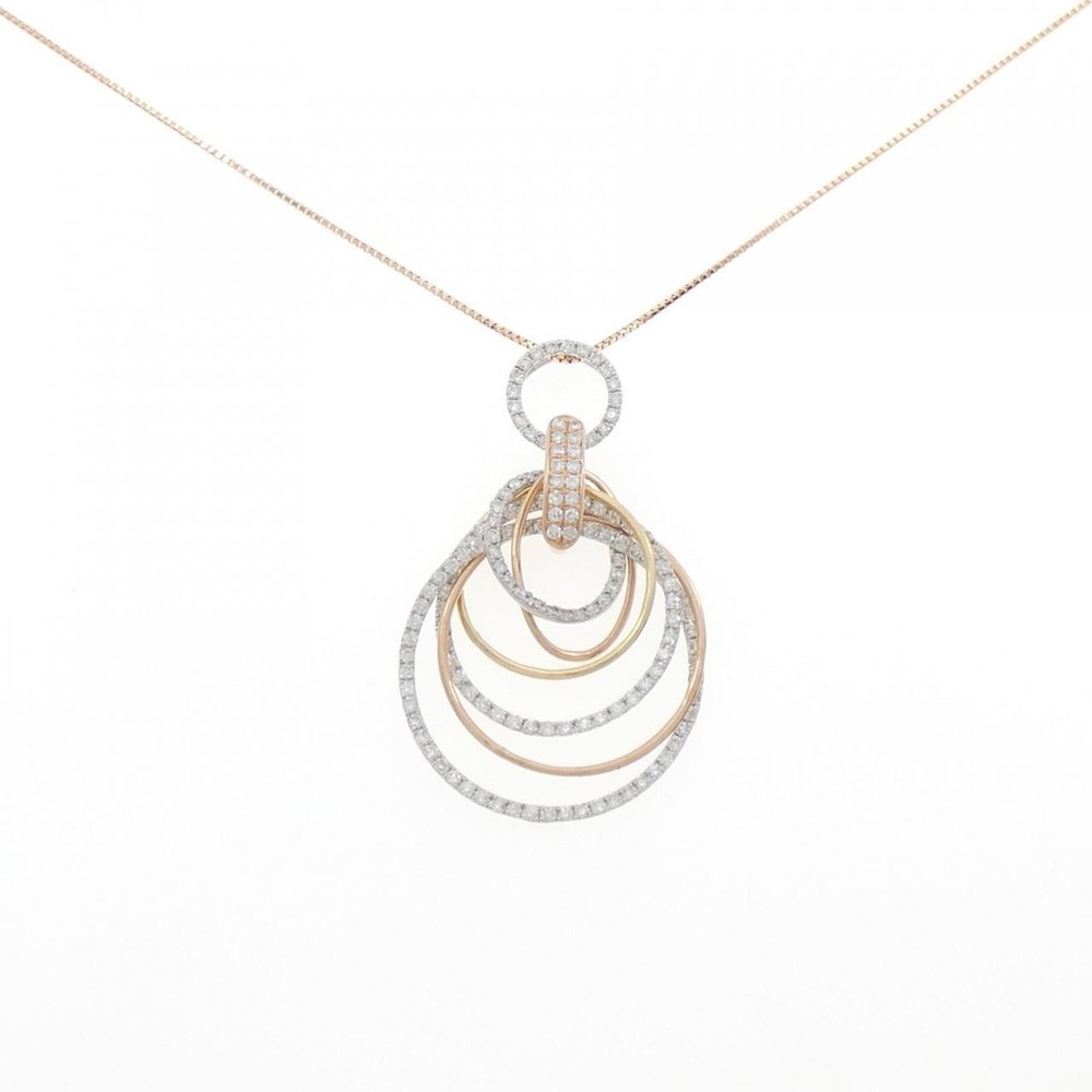 Authentic 750 Three Color K18PG Diamond Necklace 1.50CT  #270-003-989-4219