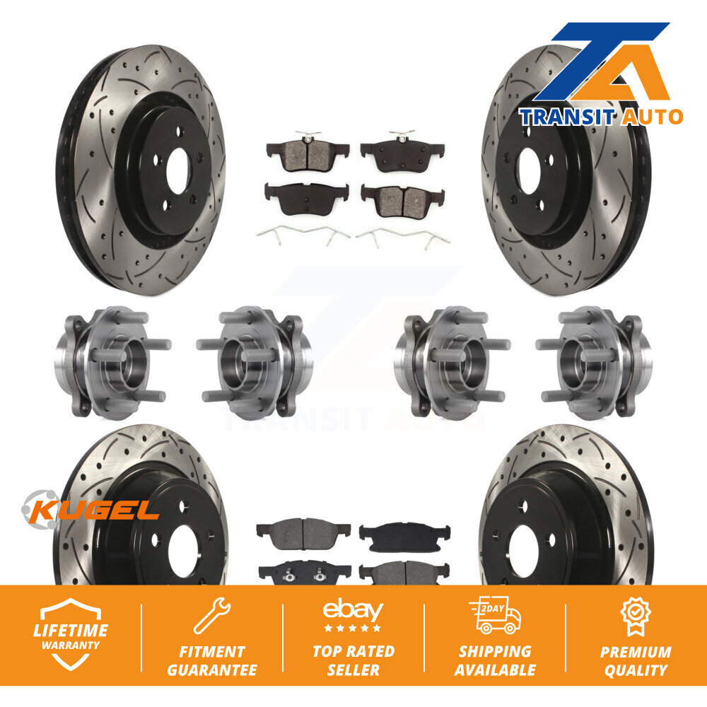 Front Rear Hub Bearing Coated Brake Rotor Pad Kit (10Pc) For Lincoln Continental