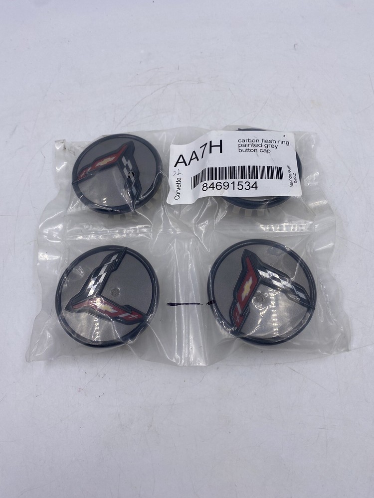 Corvette Carbon Flash Ring Painted Grey Button Cap GM 84691534 AA7H Center Caps