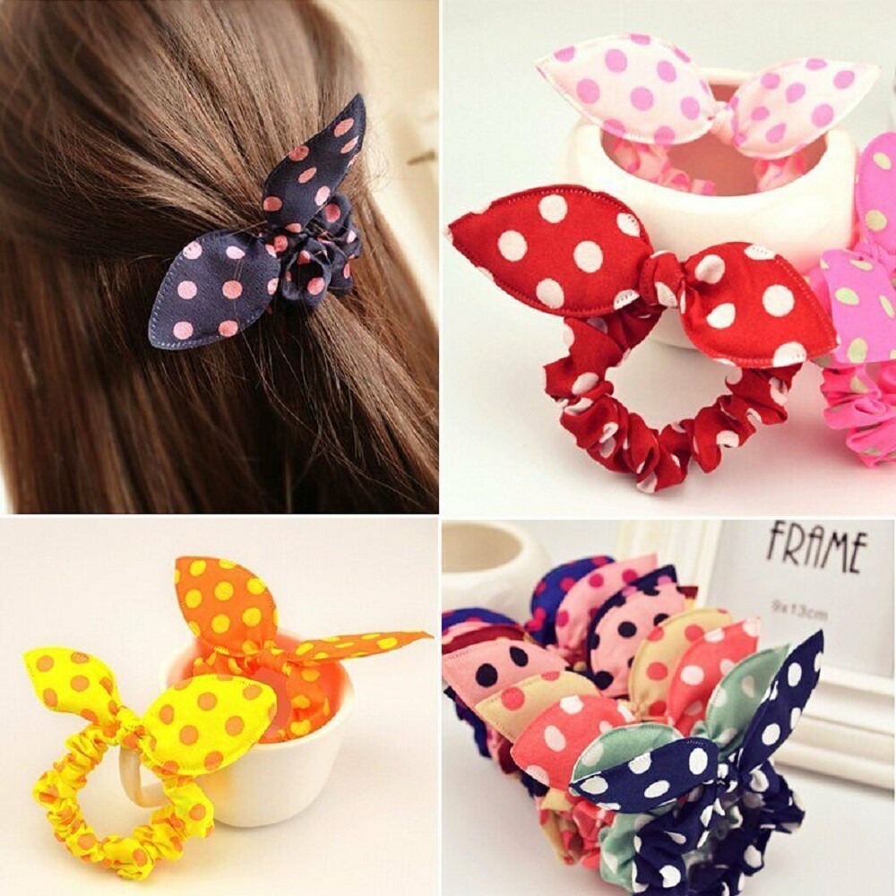10Pcs Elastic Bow Knot Ponytail Hair Bands for Women and Girls