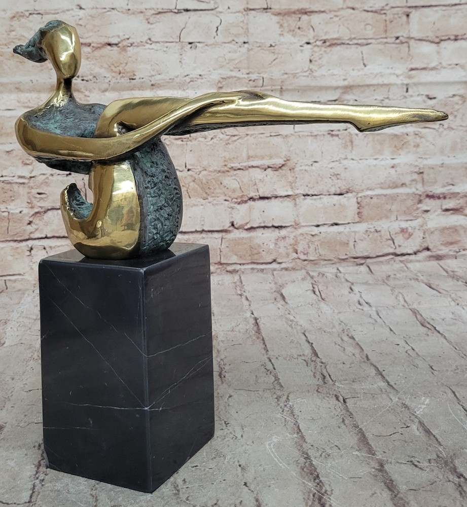Modern Art Bronze Nude signed Mario Nick on marble-base Lost Wax Method Gift NR