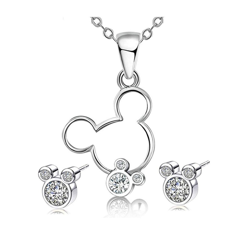 Jewelry Set for Women Girl,S925 Silver Plated Mouse Earring Necklace Kits,Cut...