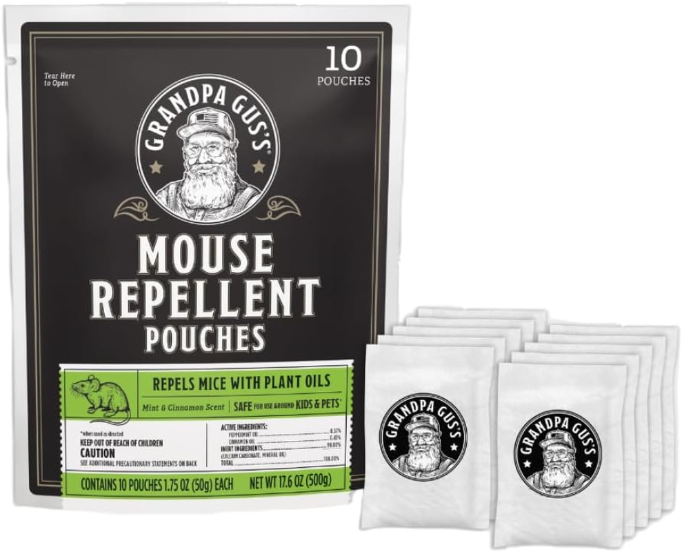 Grandpa Gus's Extra-Strength Mouse Repellent Pouches, Cinnamon/Peppermint Oil...