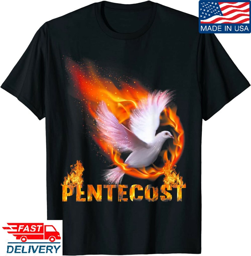 Pentecost Doves Fire Flame Holy Spirit Catholic T-Shirt Nice Pentecost Day Tee