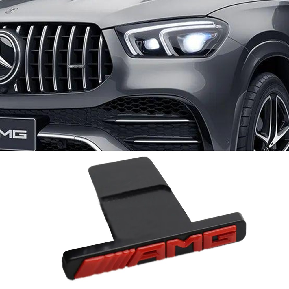 for AMG Edition Front Grille Nameplate Emblem Badge C43 E43 GL63 3D Black Red