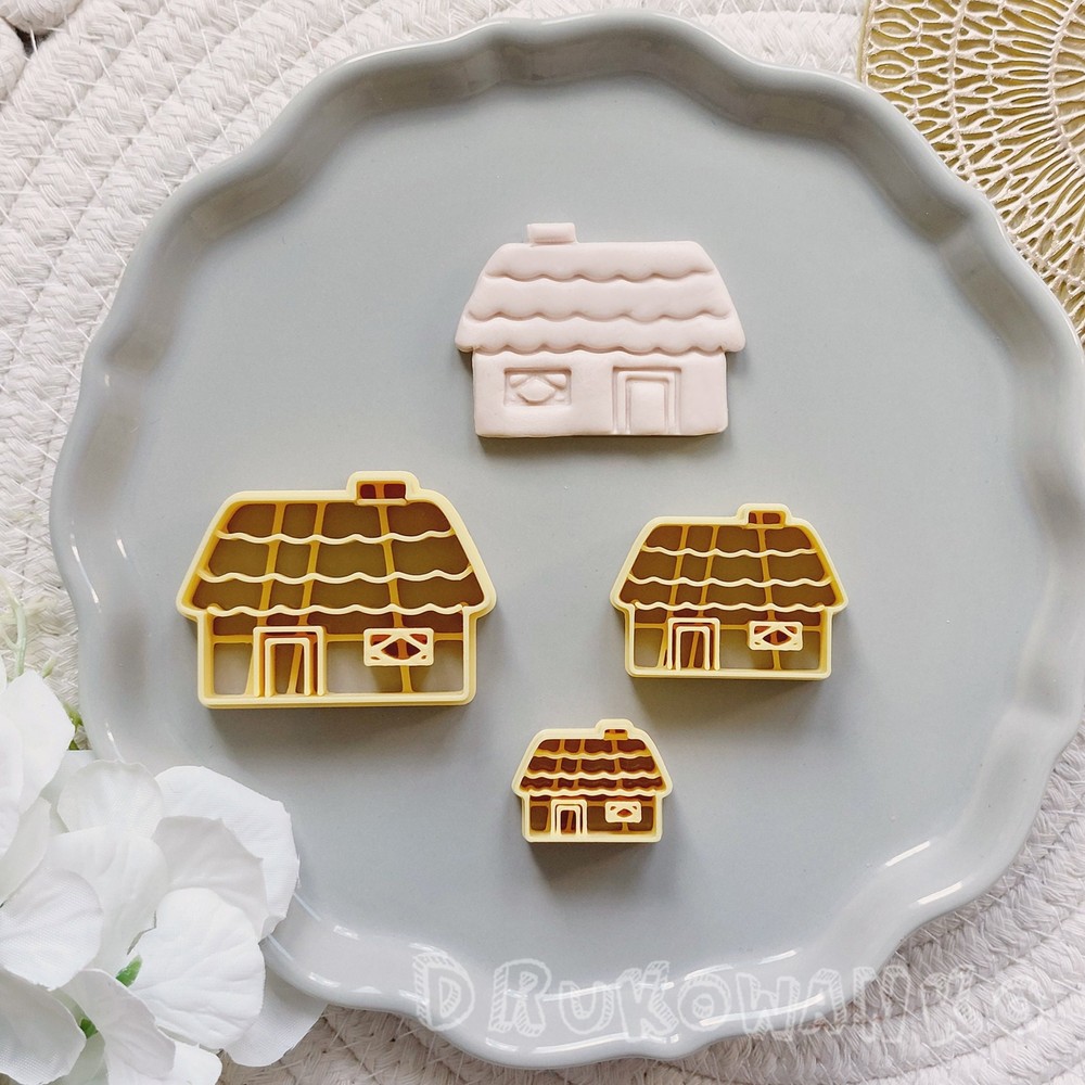 House Home Roof Family Small Hut 2 Polymer Clay Cutter For Earring Jewelry