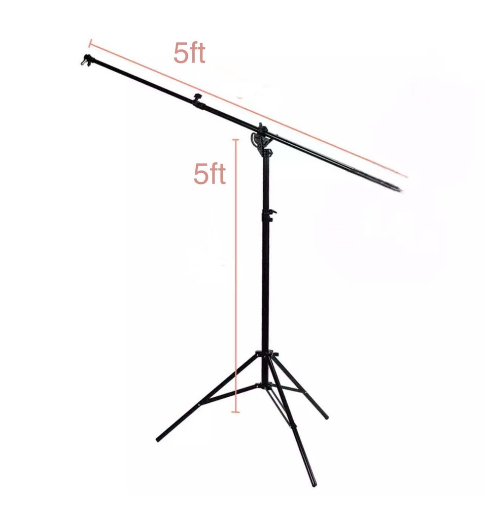 5ft Photo Studio Boom Light Stand 2-Way Adjustable Rotatable Continuous Lighting