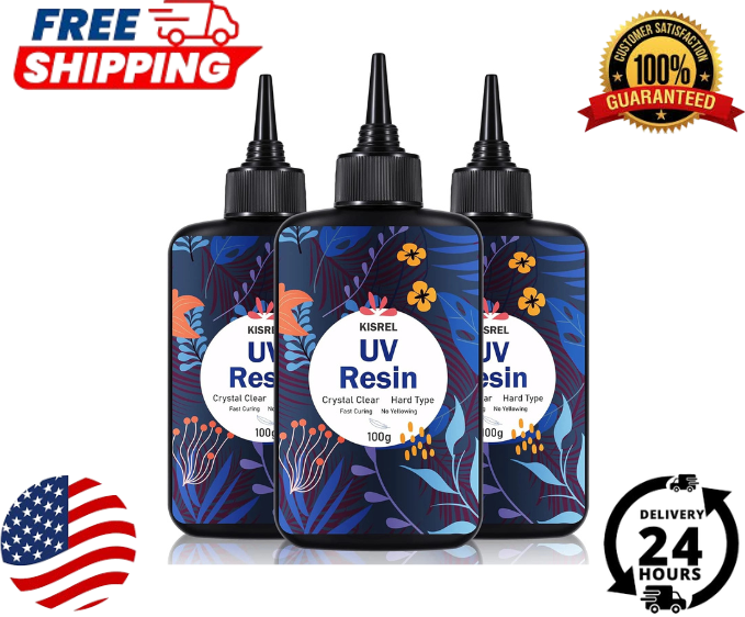 KISREL 300G Hard UV Resin Kit - Crystal Clear Fast-Curing Ultraviolet Resin for Crafts