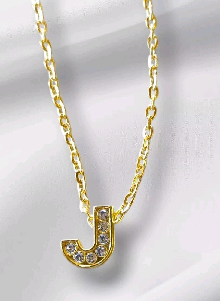 Letter J Crystal Alphabet Letter Necklace