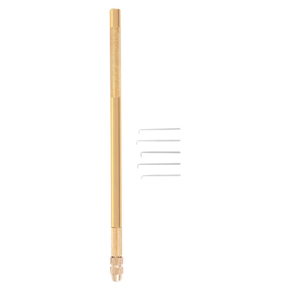 5Pcs Ventilating Needles with Brass Holder for Crochet Lace Wigs