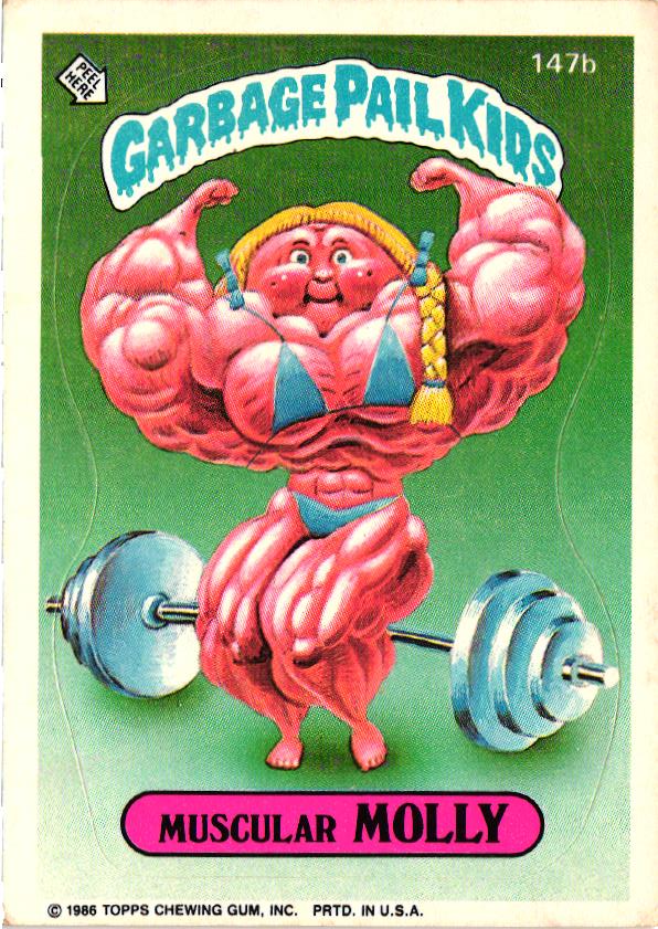 1986 Topps Garbage Pail Kids Sticker 147B Muscular Molly Collectible Trading Card