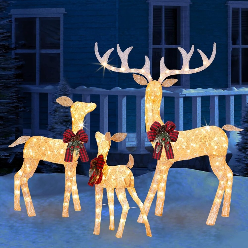 Stunning 210-Light Reindeer Set - Perfect for Indoor & Outdoor Christmas Decor