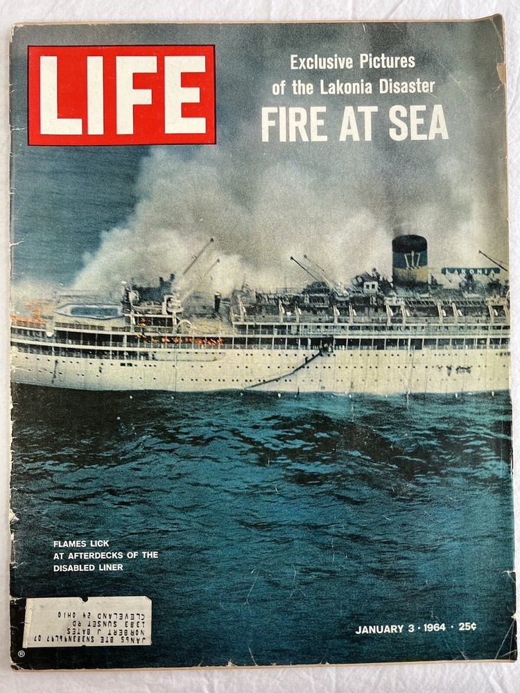 VTG January 3, 1964 Life Magazine Lakonia Disaster First at SEA- Look Photos