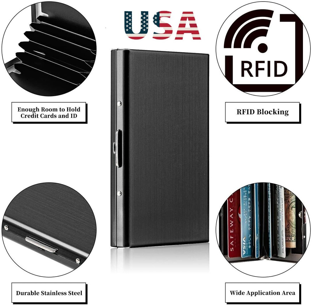 Slim RFID Blocking Credit Card Holder for Men - Stainless Steel Travel Wallet-image