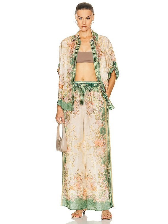 BNWT Rare Zimmermann August floral print silk shirt pants set size 0 AU10