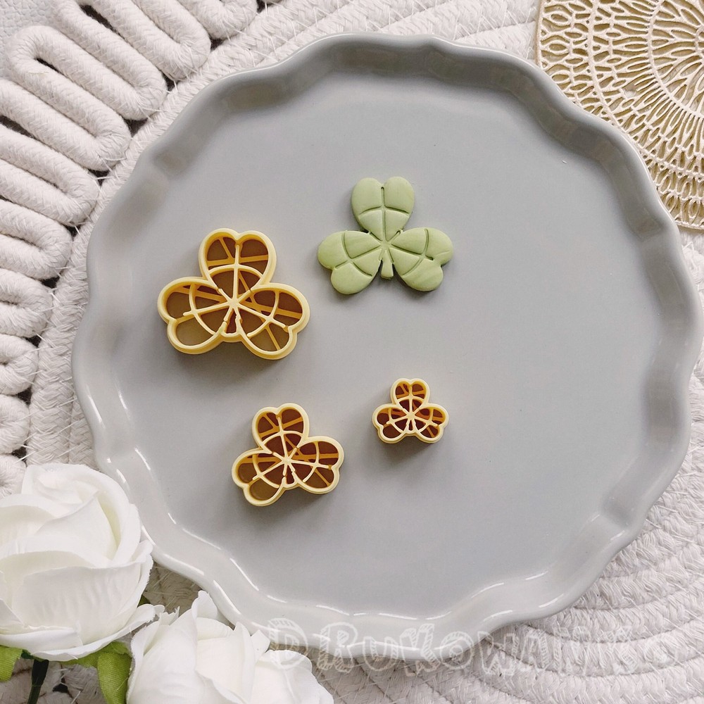 Clover Trefoil Shamrock Leaf Lucky Luck 2 Polymer Clay Cutter For Earring