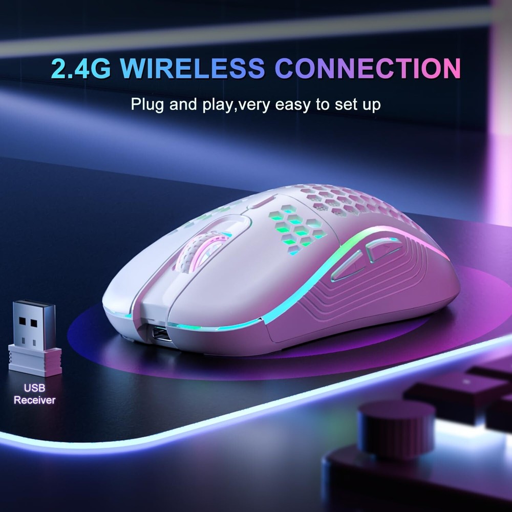 2.4G RGB Wireless Gaming Mouse with Vibrant Lighting