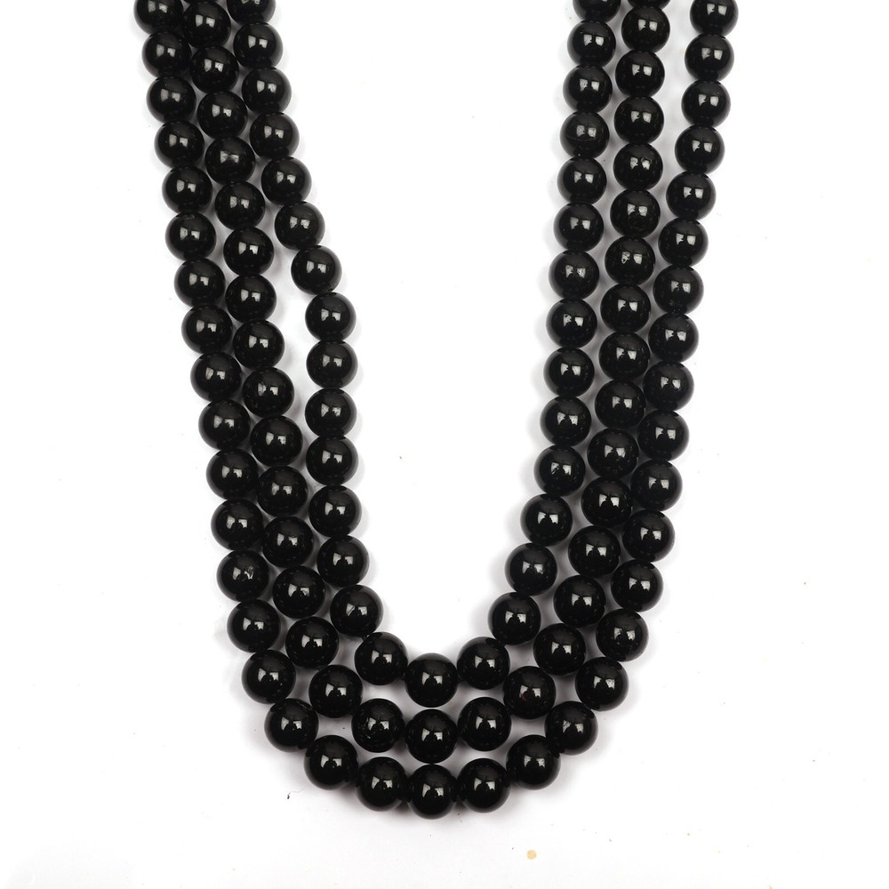 Natural Black Onyx 16-Inch Strand Smooth 8MM Round Gemstone Beads