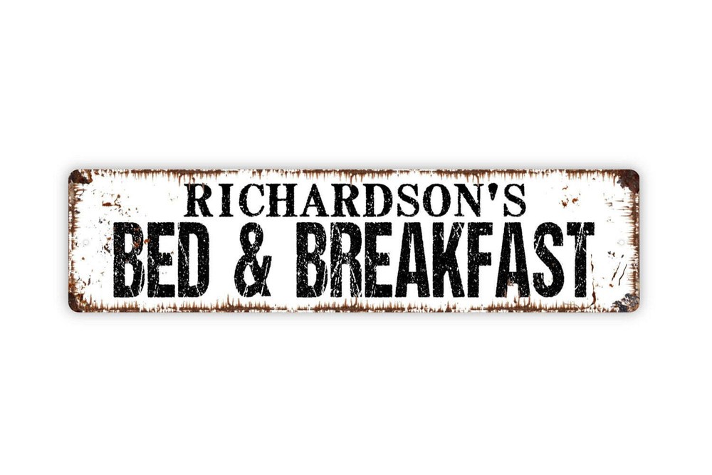 Personalized Bed and Breakfast Sign, Custom Metal Sign, Rustic Street Sign or