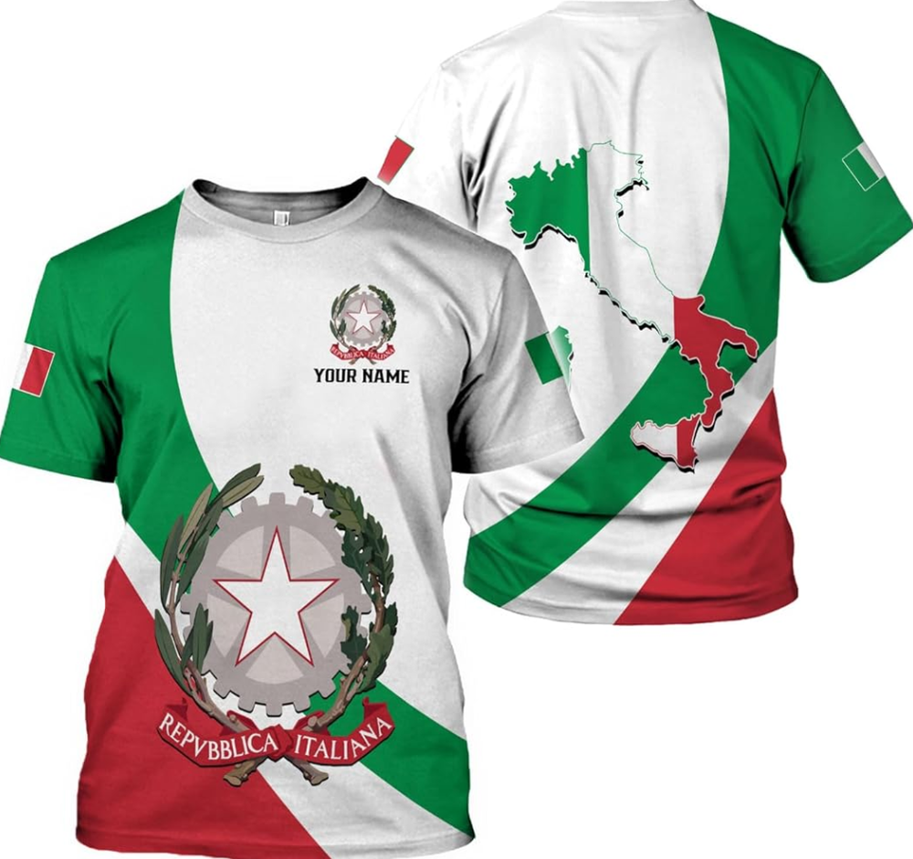 Custom Italy Flag 3D Print Shirt Sizes S to 5XL Italian Pride Tee-image