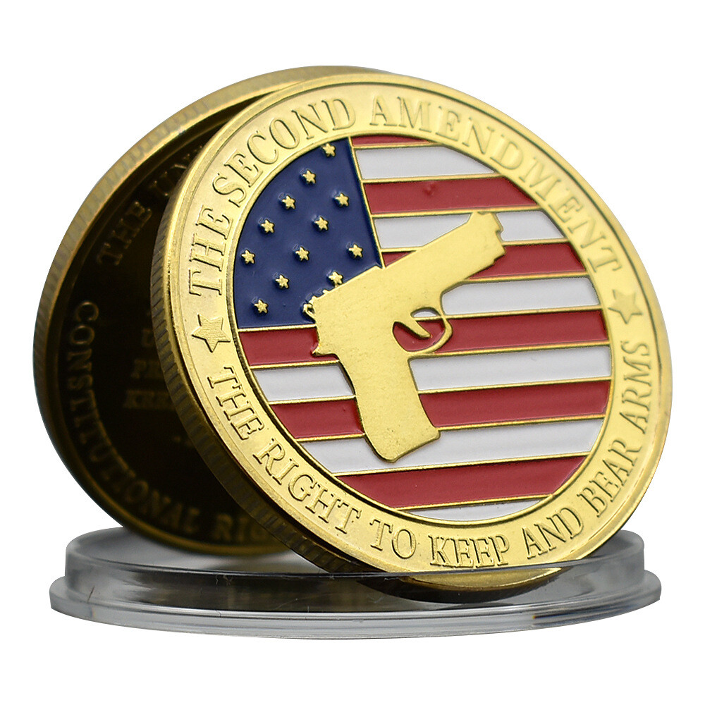 United states metal constitution challenge coin second medal amendment Pistol