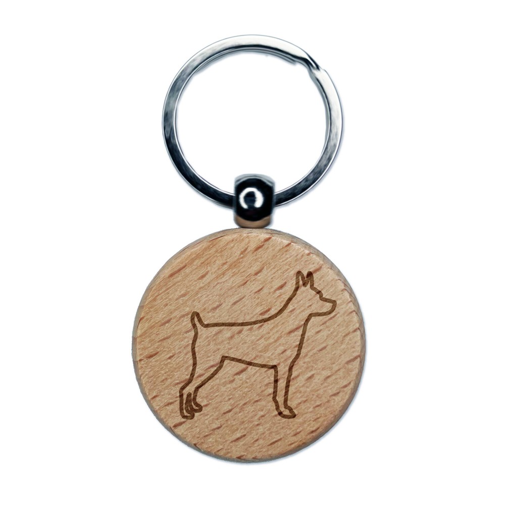 Rat Terrier Dog Engraved Wood Round Keychain Charm Tag