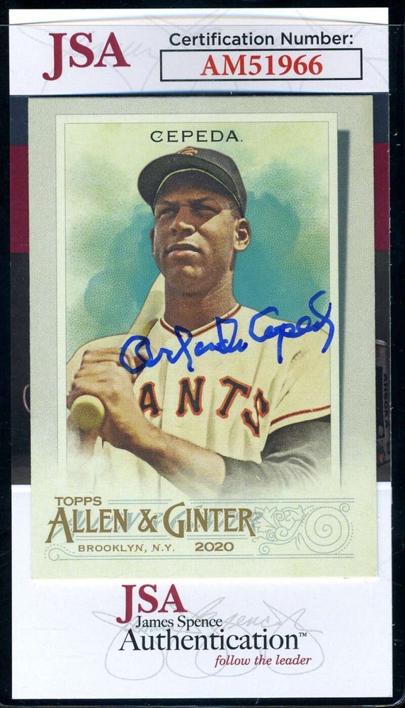 Orlando Cepeda JSA Coa Signed 2020 Topps Allen and Ginter Autograph