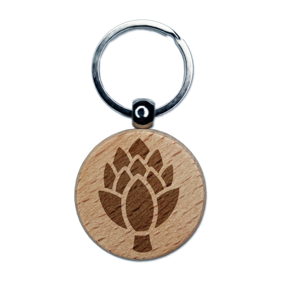 Artichoke Garden Vegetable Engraved Wood Round Keychain Tag Charm