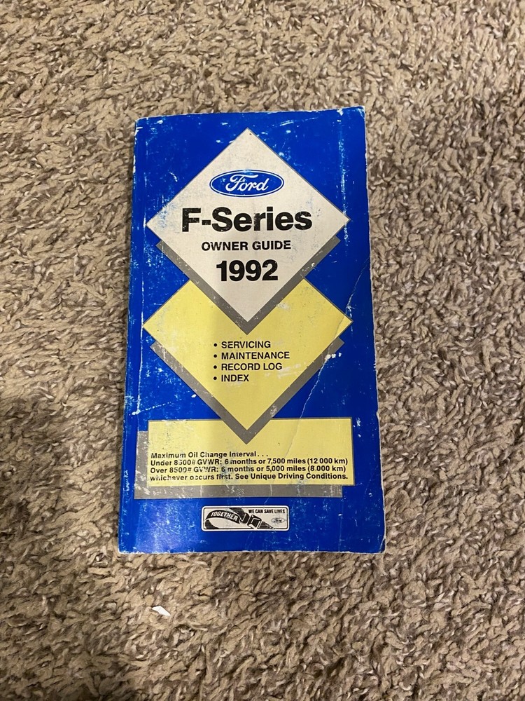 FORD F-Series 1992 Owner Guide Book Truck Manual Servicing Maintenance F150