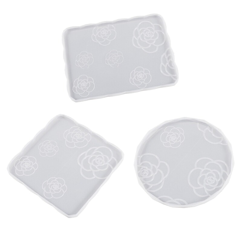 Rose Silicone Mold for DIY Cup Mats and Square Trays