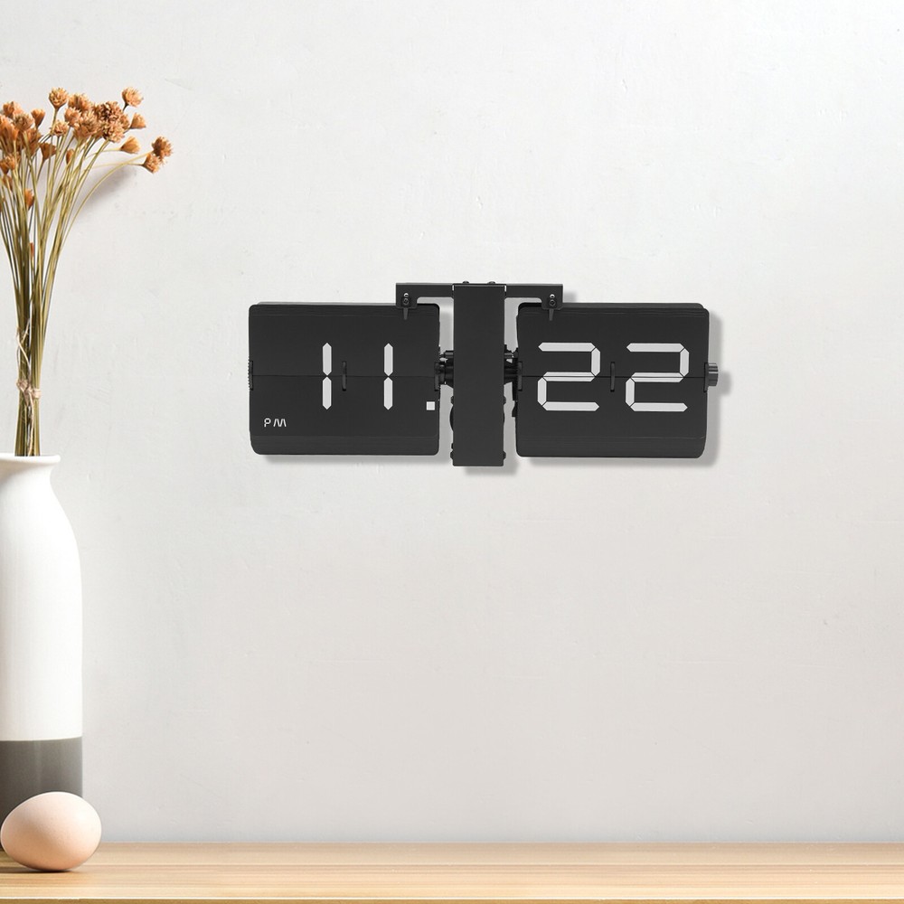 Digital Alarm Wall Clock with Flip Display - Battery Operated Tabletop Timepiece