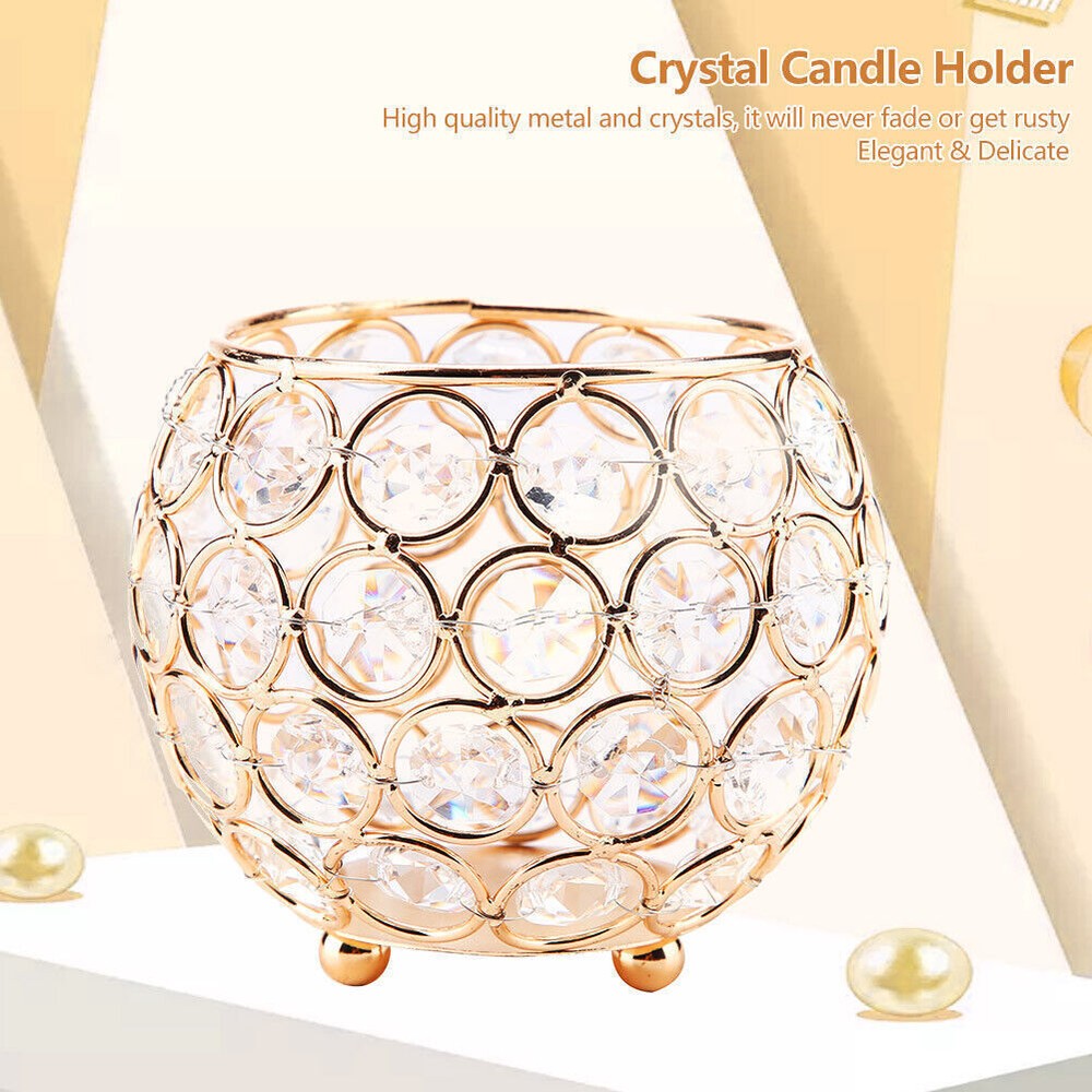 Silver Crystal Votive Tealight Candle Holder